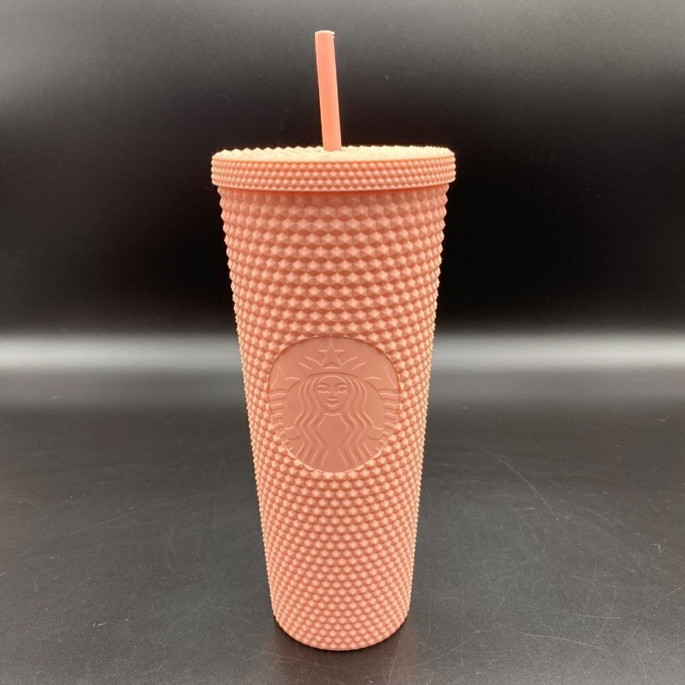 Starbucks Matte Light Pink Studded 24oz Tumbler Chipped Straw